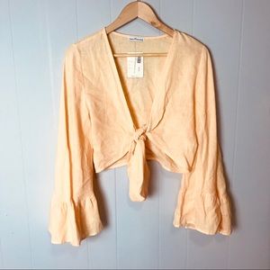 dainty hooligan yellow/orange cropped tie top